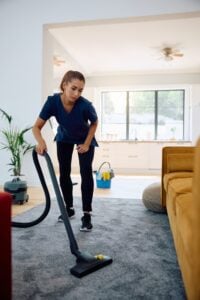Professional team in Las Vegas cleaning carpets with advanced equipment