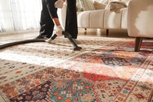 Deep carpet cleaning process removing dirt and stains from residential carpets in Las Vegas